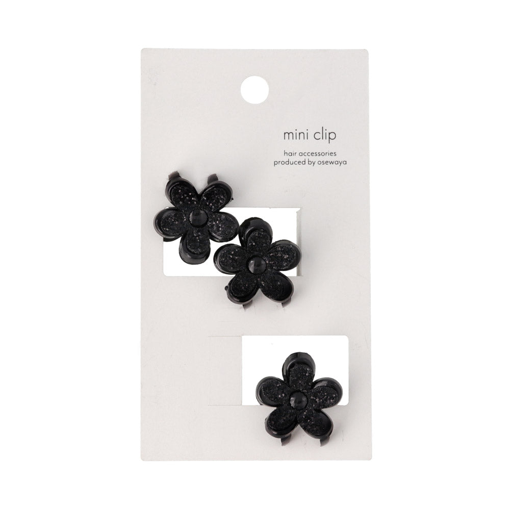 Mini Glitter Flower Hair Clip Set