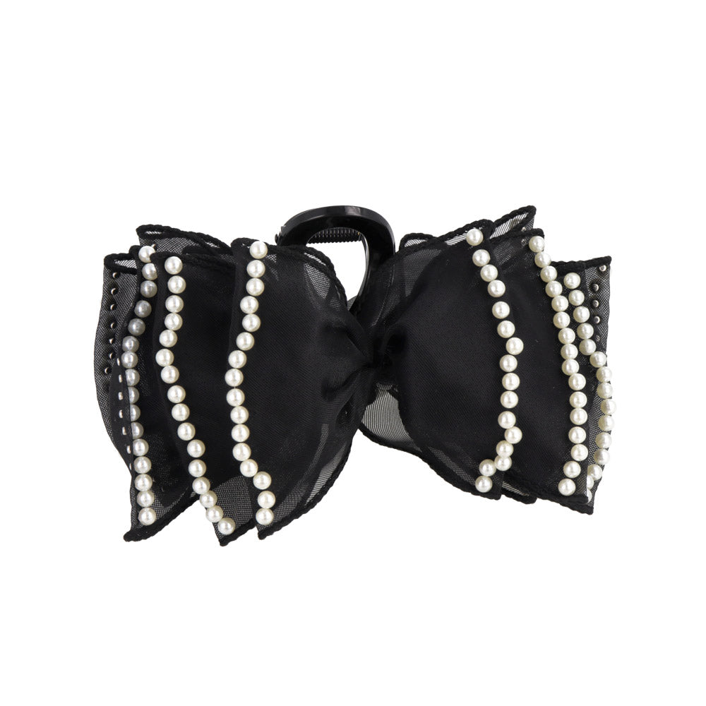 Pearlized Ribbon Bow Hair Claw