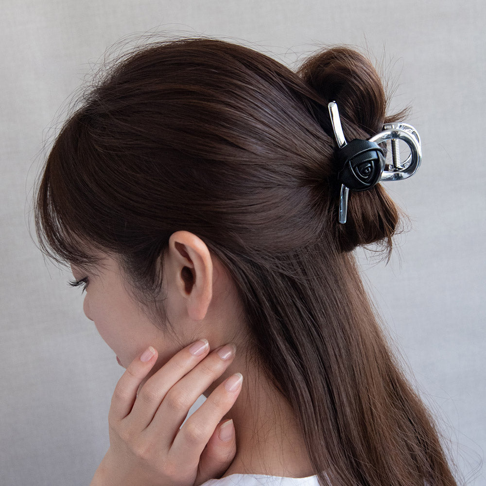 Faux Leather Rose Hair Claw