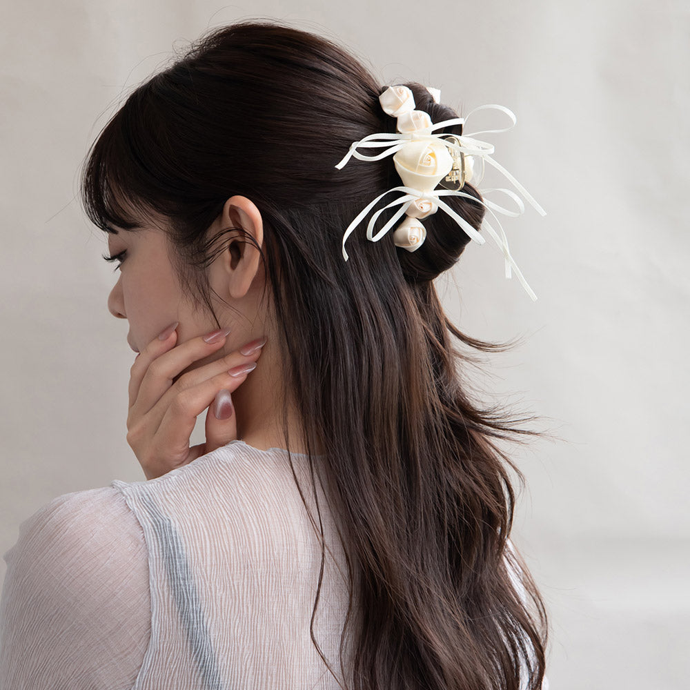 Ribbon Rose Hair Claw