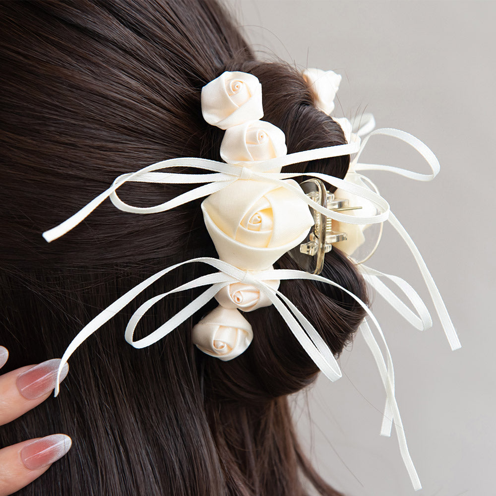 Ribbon Rose Hair Claw