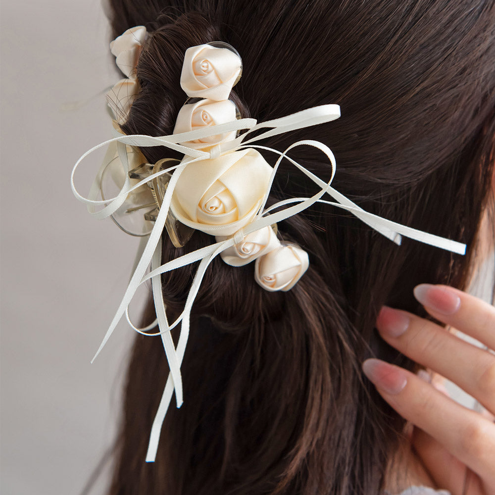 Ribbon Rose Hair Claw
