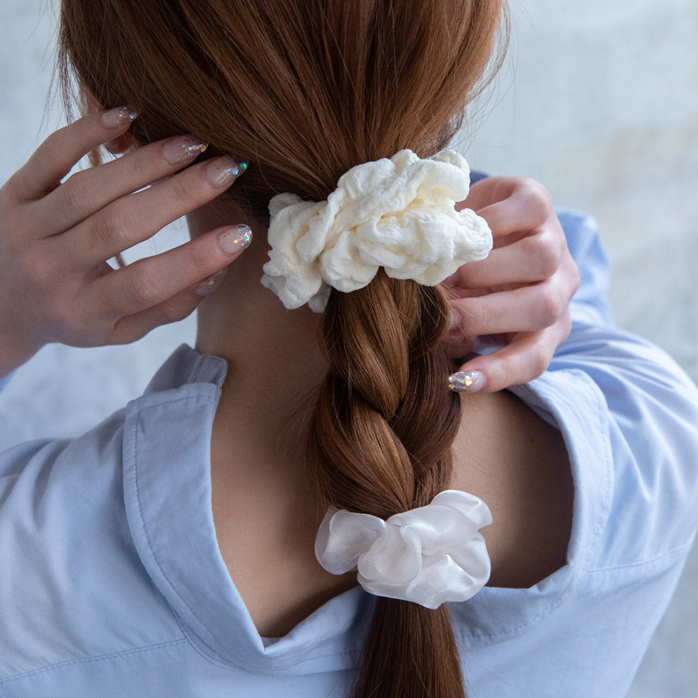 Plain and Texture Hair Scrunchie Set
