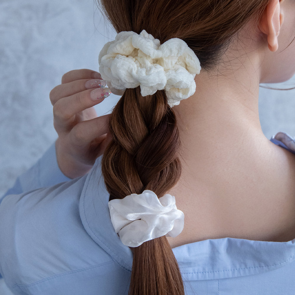 Plain and Texture Hair Scrunchie Set