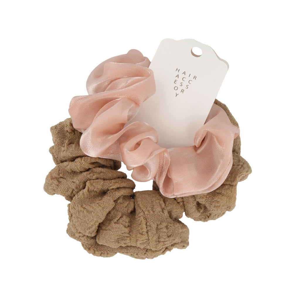 Plain and Texture Hair Scrunchie Set