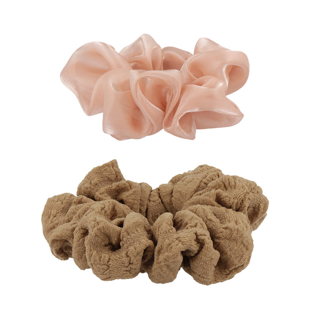 Plain and Texture Hair Scrunchie Set