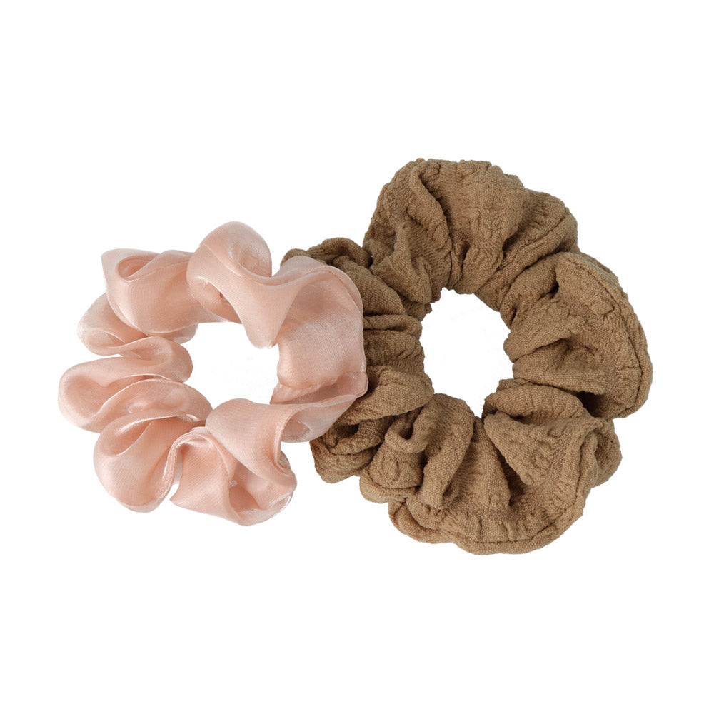 Plain and Texture Hair Scrunchie Set