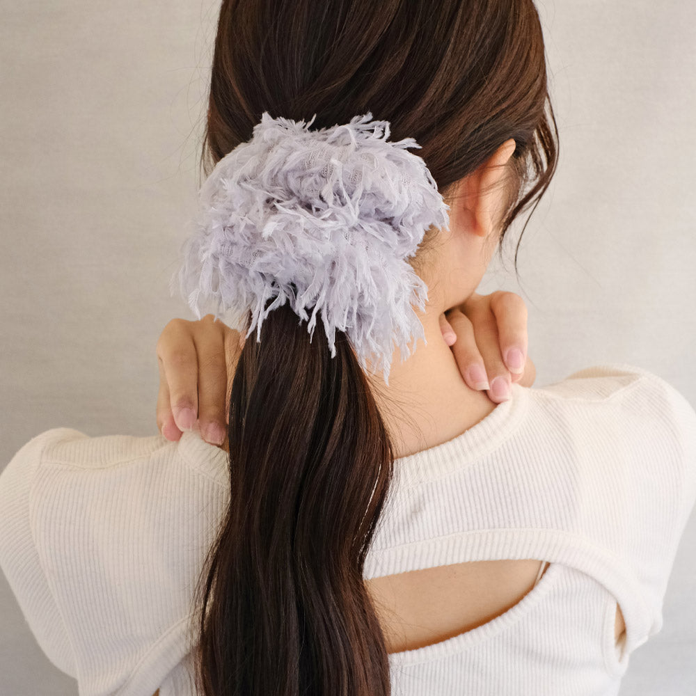 Faux Feather Large Scrunchie