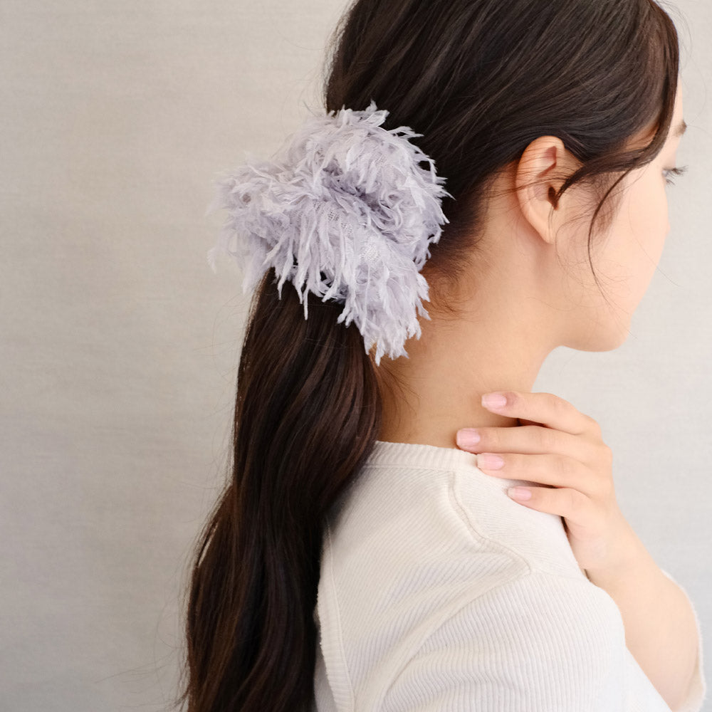 Faux Feather Large Scrunchie