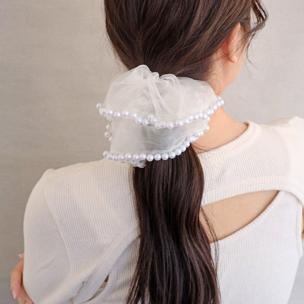 Pearl Rimmed Hair Scrunchie