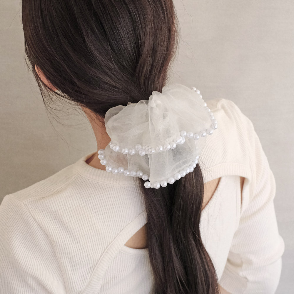 Pearl Rimmed Hair Scrunchie