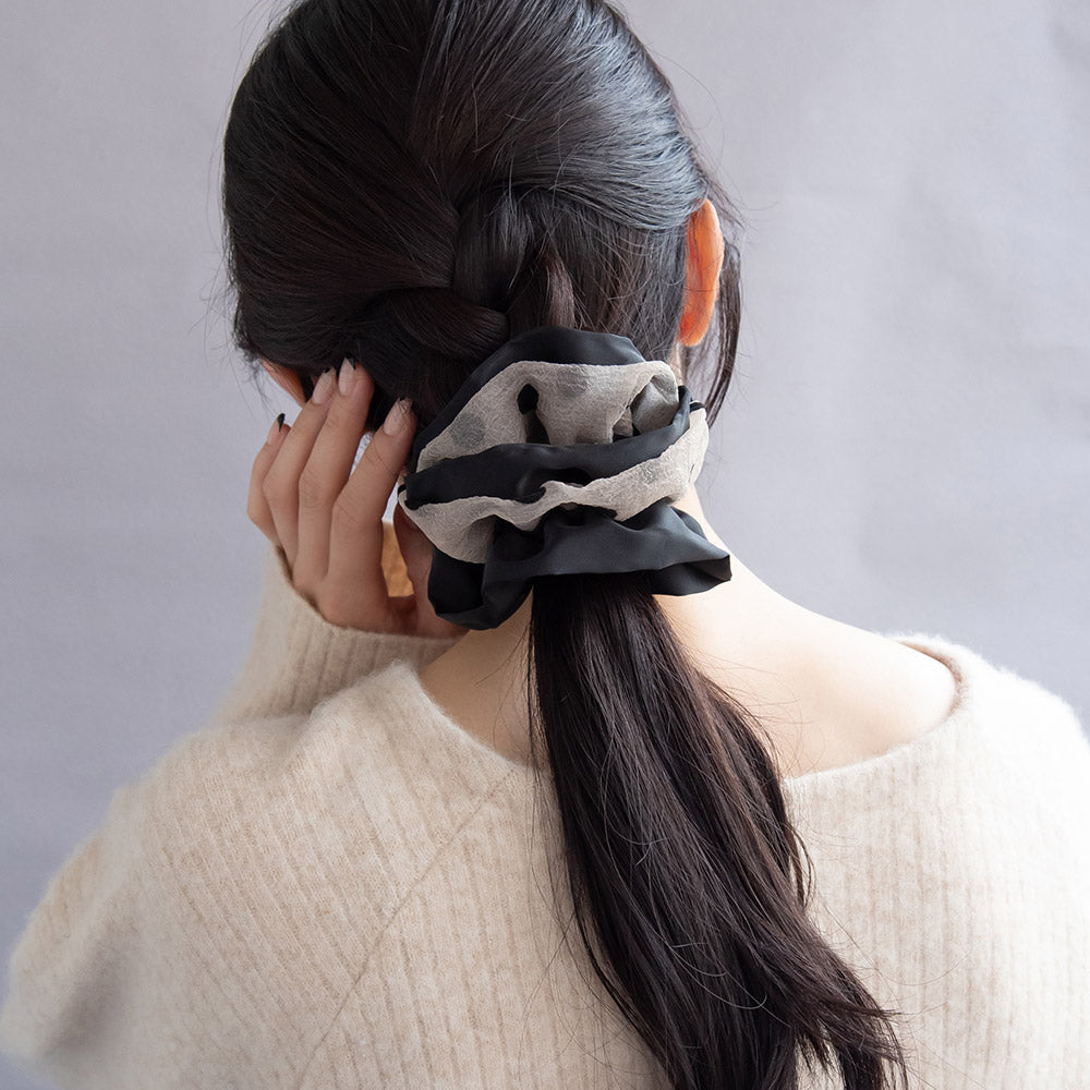 Mixed texture Polka Dot Hair Scrunchie