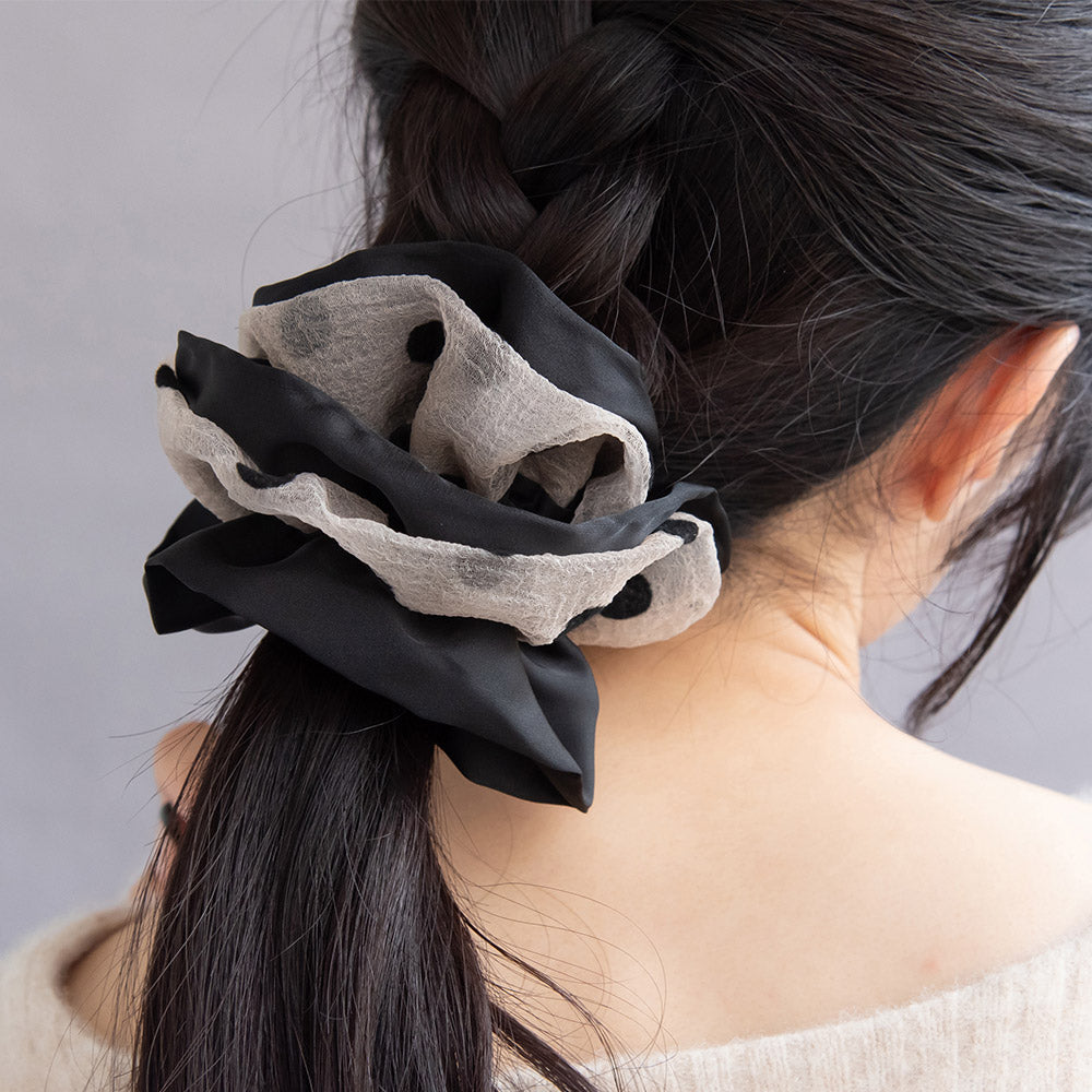 Mixed texture Polka Dot Hair Scrunchie