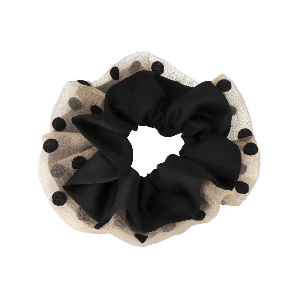 Mixed texture Polka Dot Hair Scrunchie