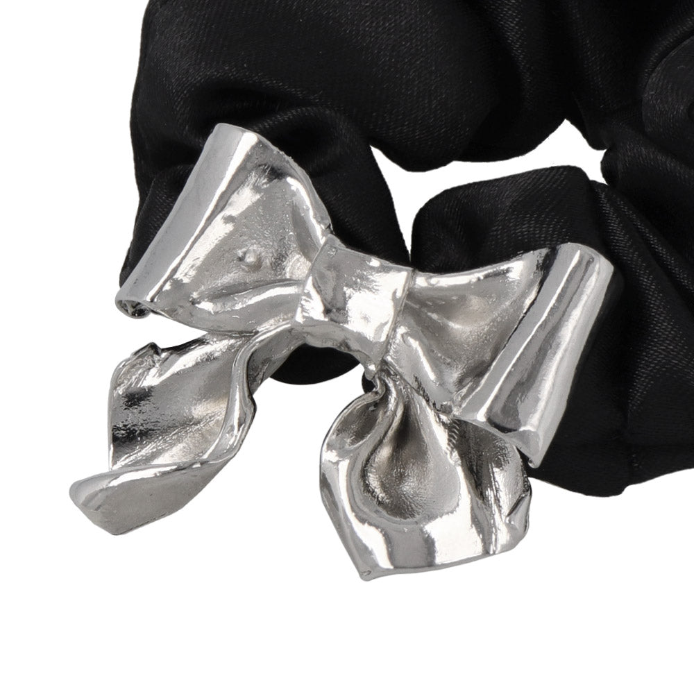 Metal Bow Black Scrunchie