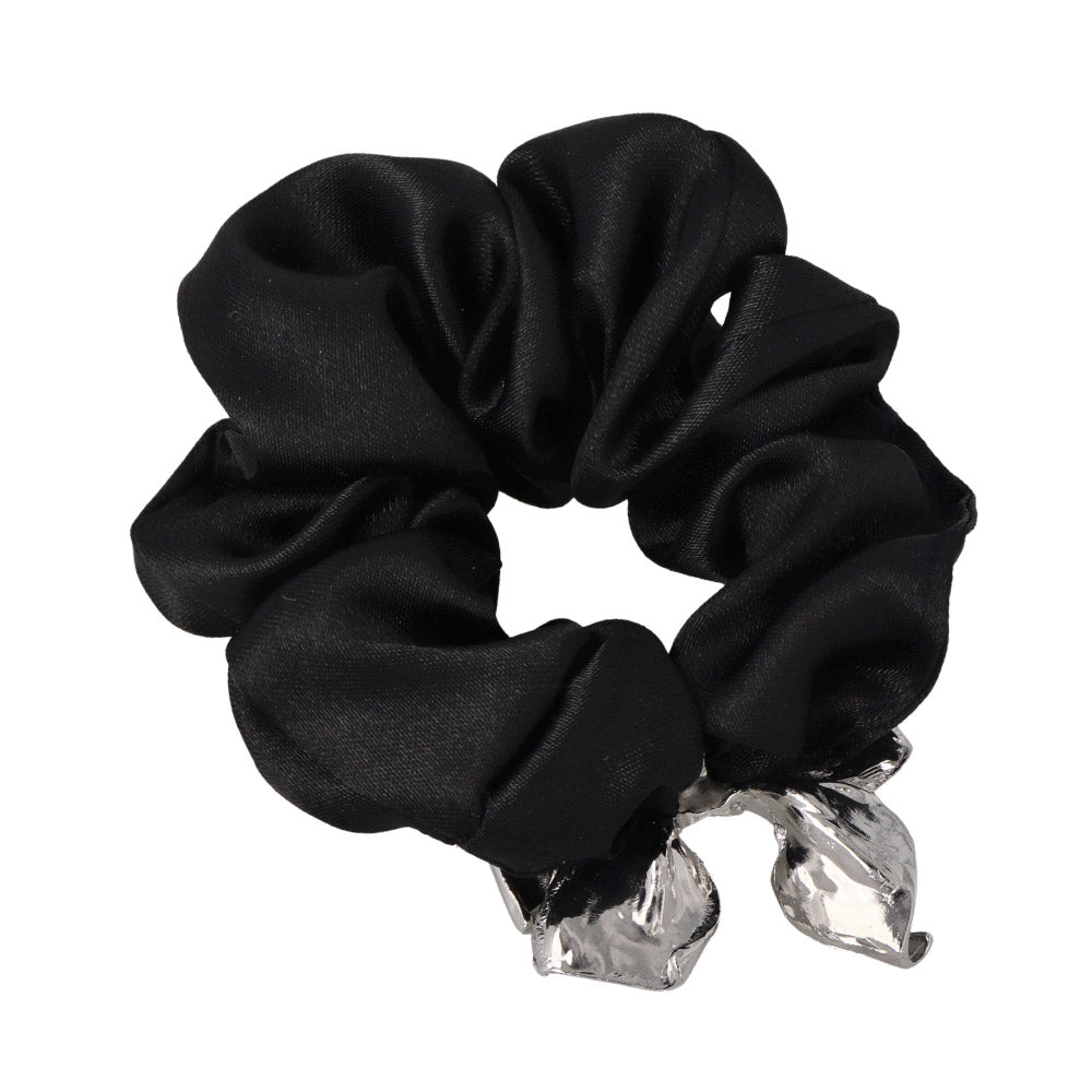Metal Bow Black Scrunchie