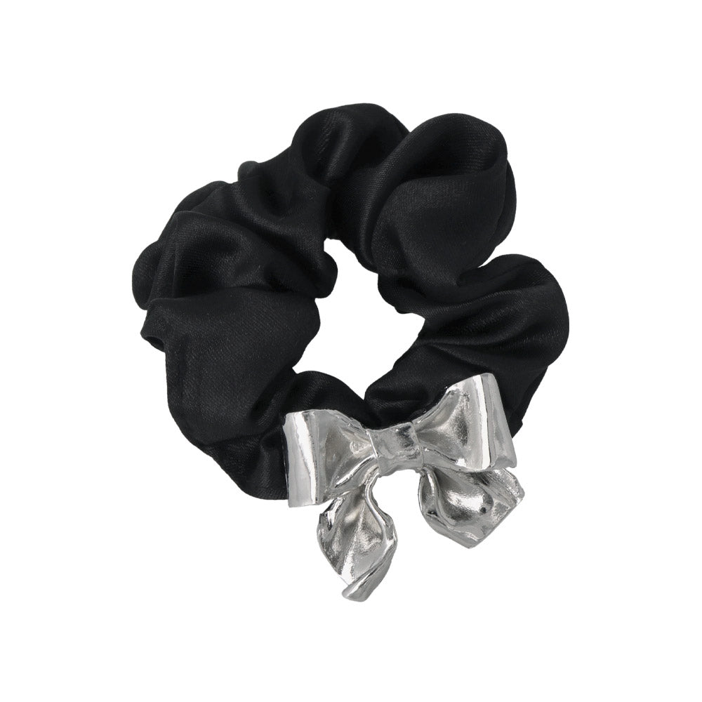 Metal Bow Black Scrunchie