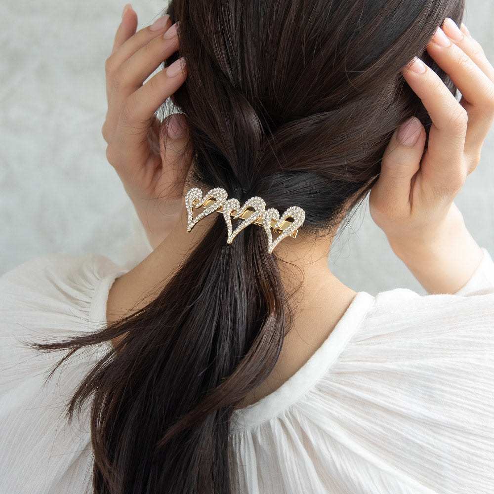 Triple Pave Heart Pinch Clip