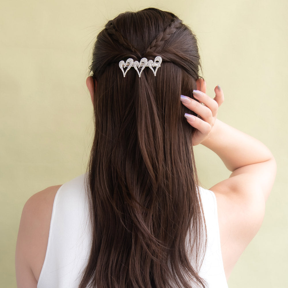 Triple Pave Heart Pinch Clip