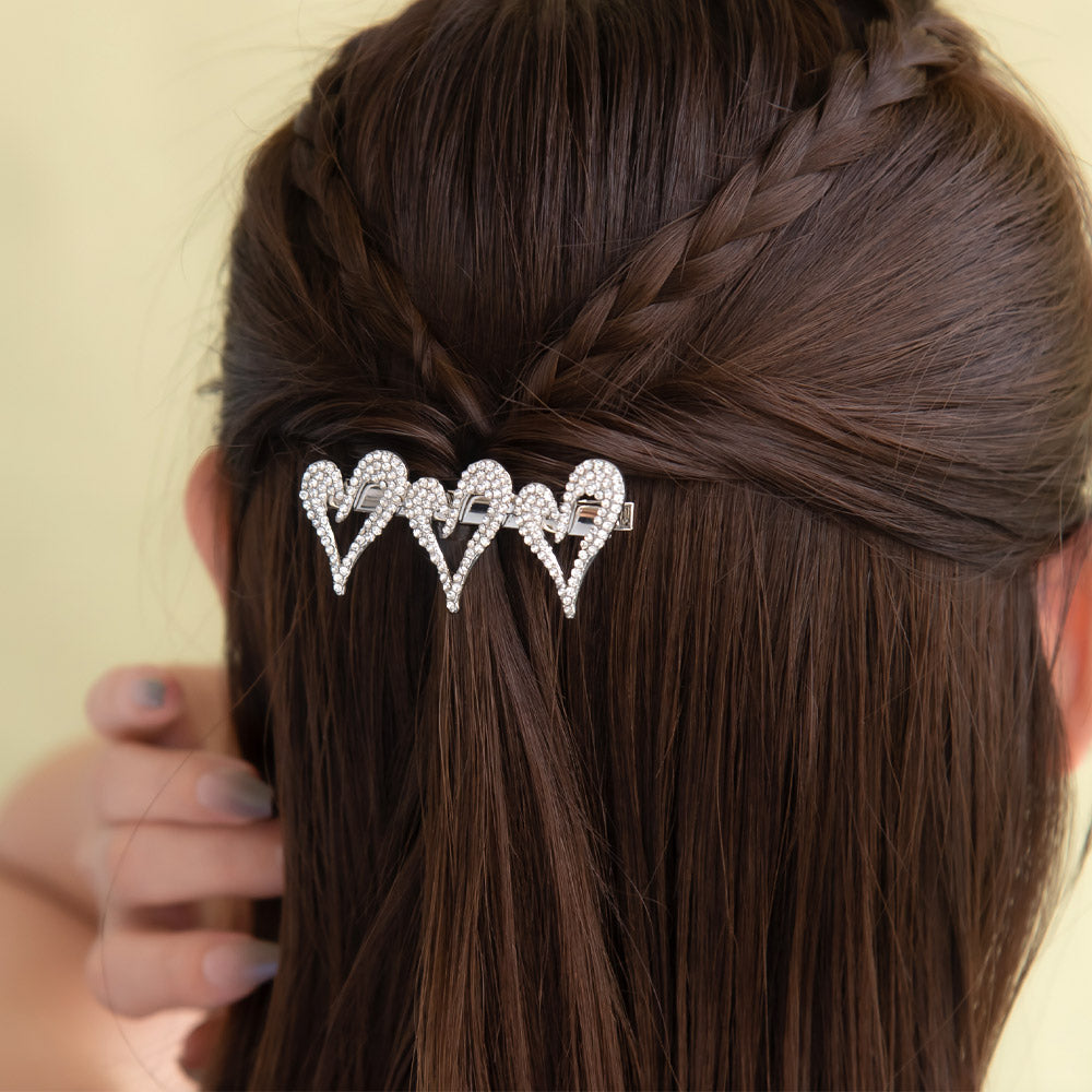 Triple Pave Heart Pinch Clip