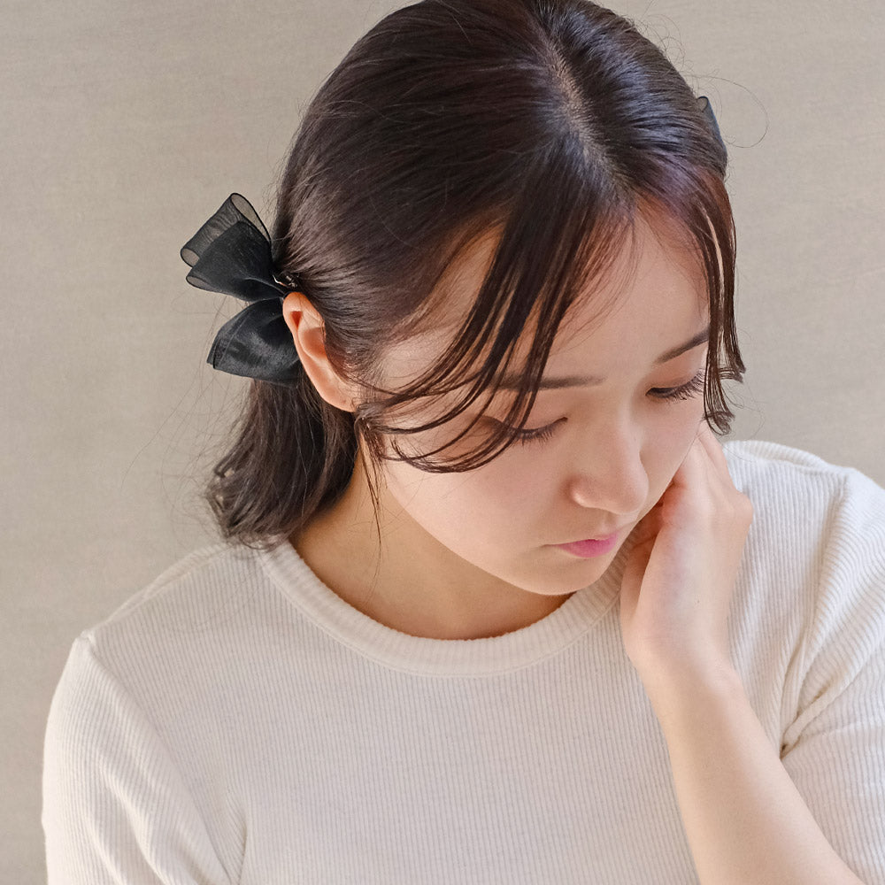 Sheer Asymmetrical Bow Clip Set