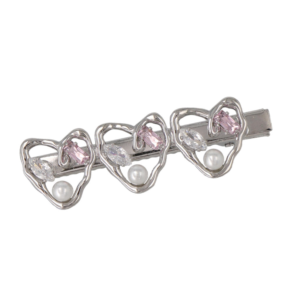 Jeweled Triple Heart Pinch Clip