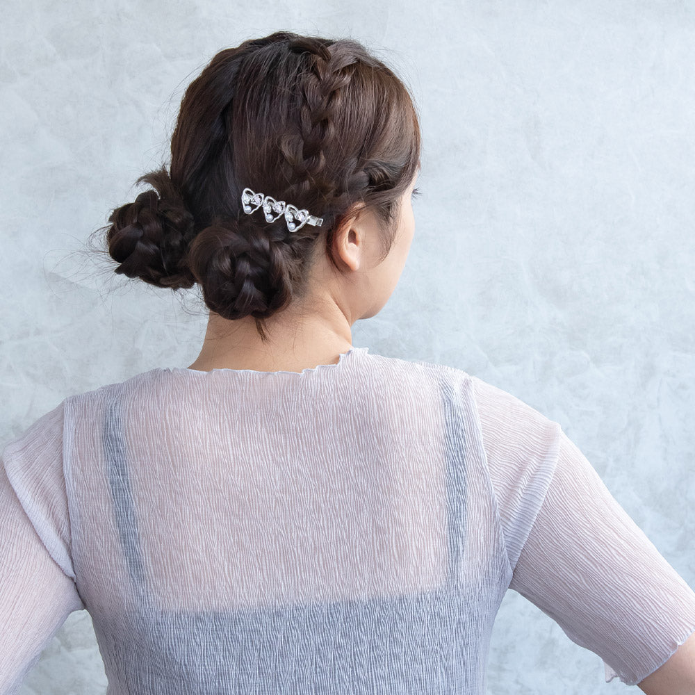 Jeweled Triple Heart Pinch Clip