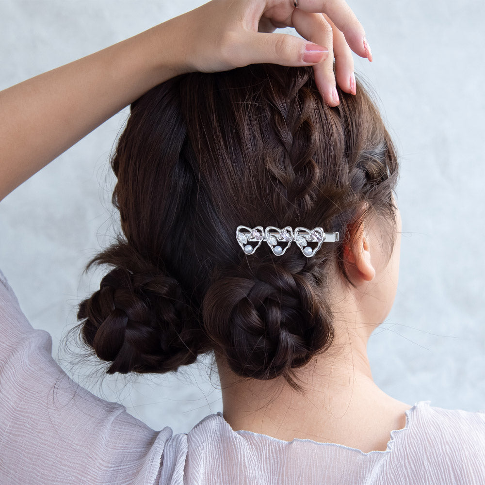 Jeweled Triple Heart Pinch Clip