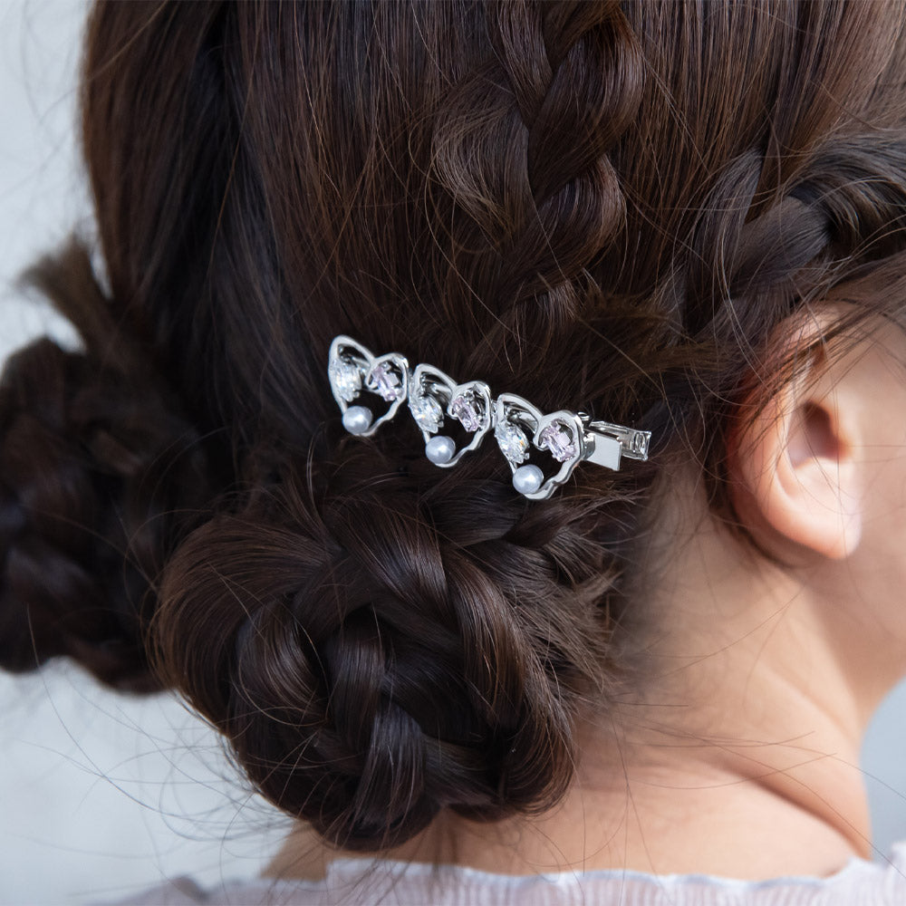 Jeweled Triple Heart Pinch Clip