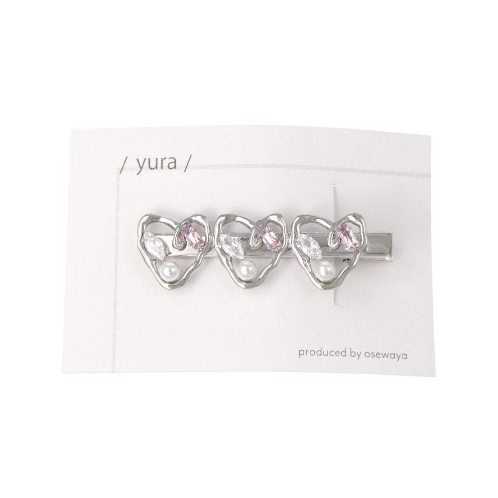 Jeweled Triple Heart Pinch Clip