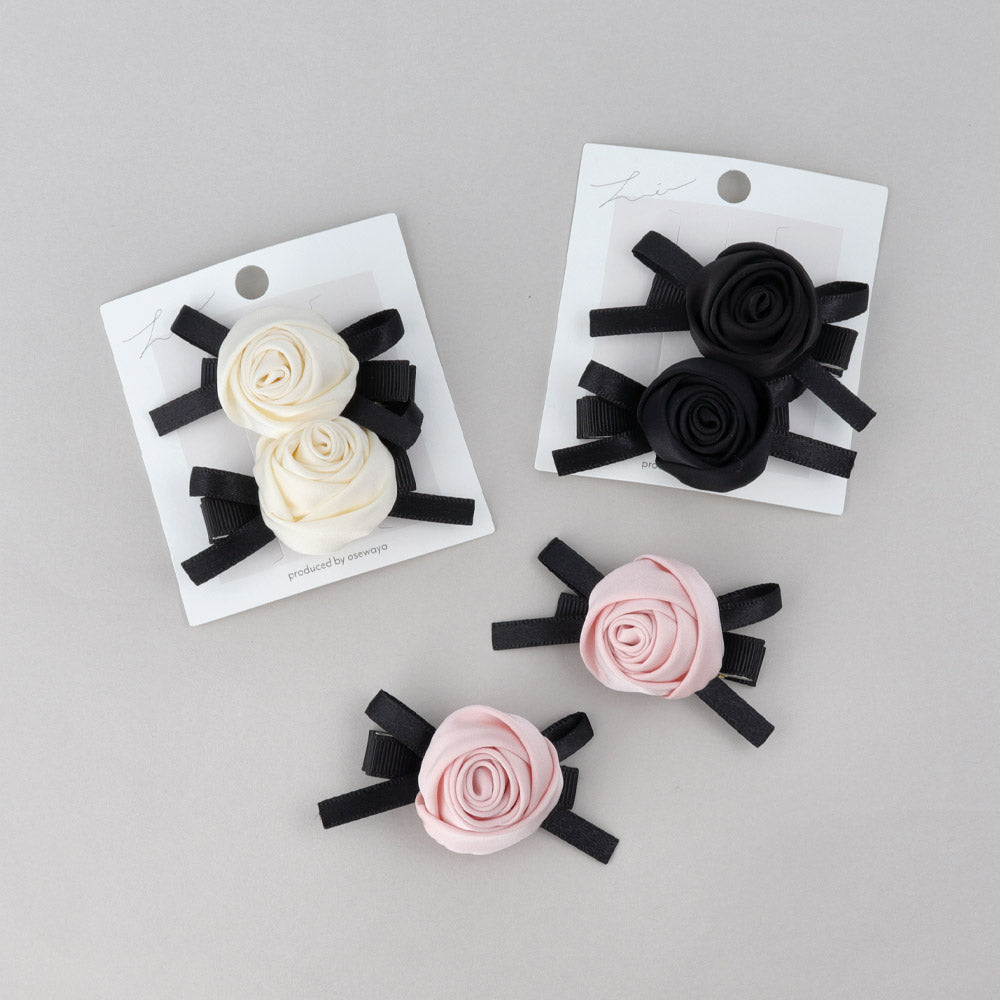 Ribbon Rose Pinch Clip Set