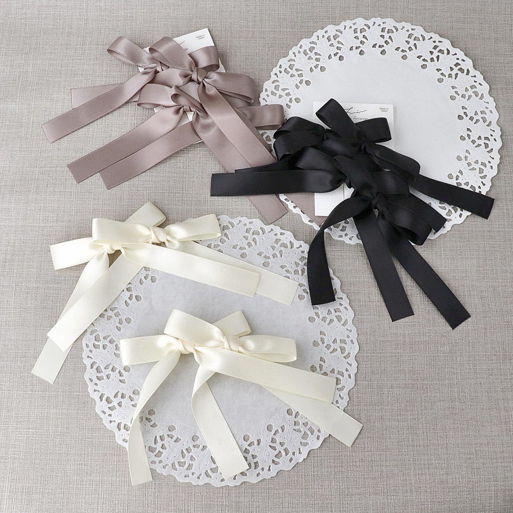 Double Ribbon Bow Pinch Clip Set - osewaya