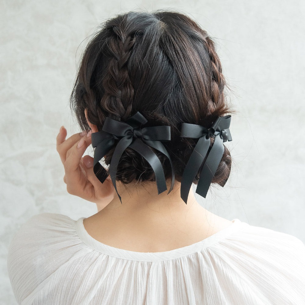 Double Ribbon Bow Pinch Clip Set