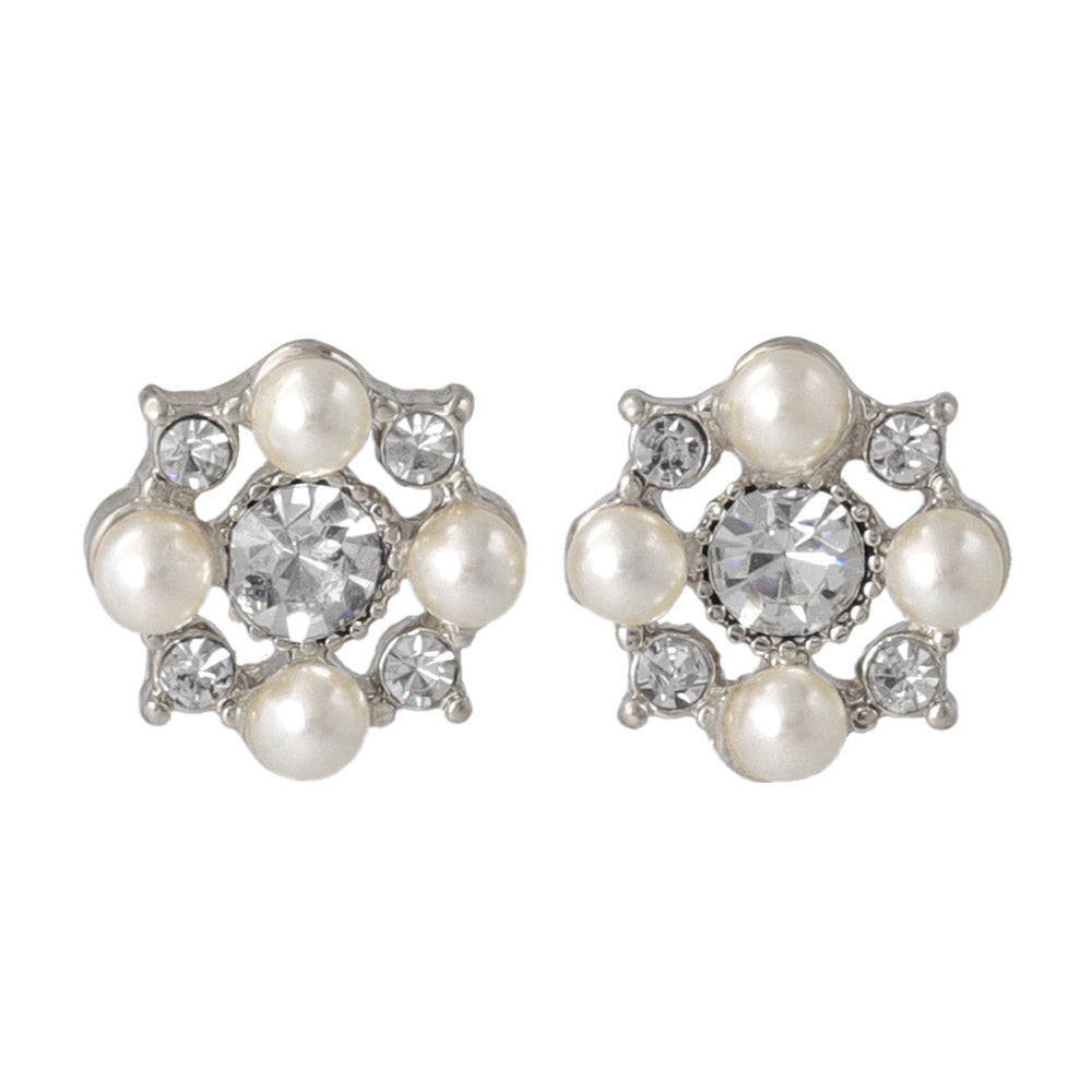 Pearl and Stone Cluster Clip Ons