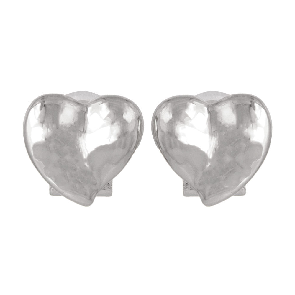 Puffed Metal Heart Clip Ons