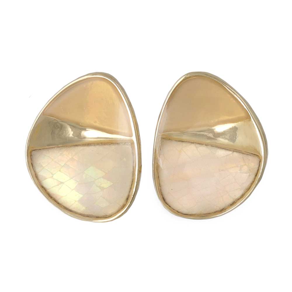 Round Bicolor Clip On Earrings