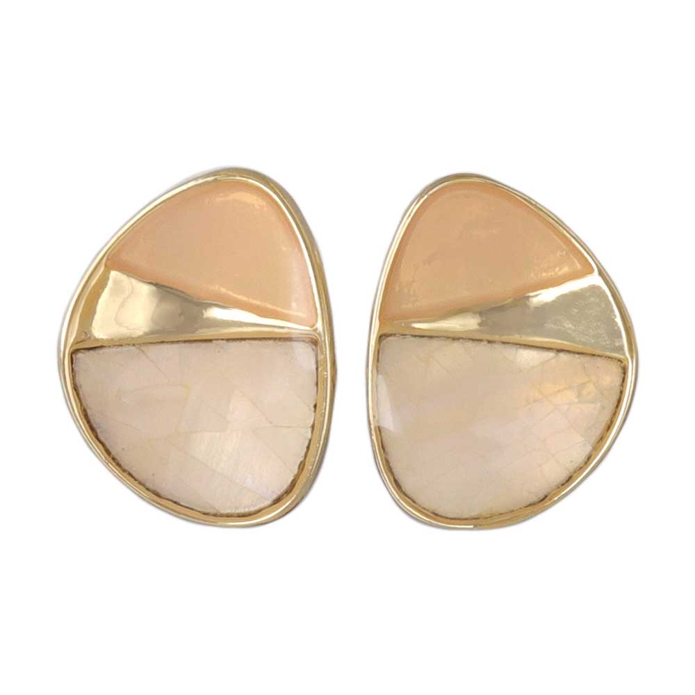Round Bicolor Clip On Earrings