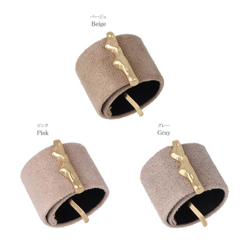 Faux Suede Snap Band Pony Hook