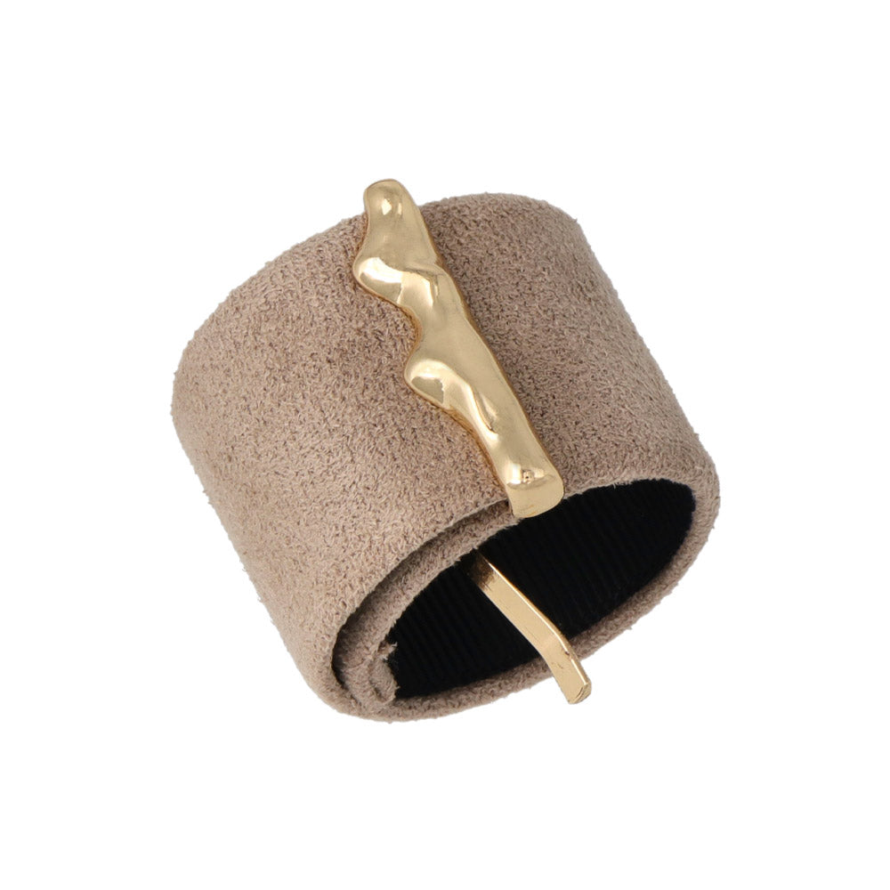 Faux Suede Snap Band Pony Hook