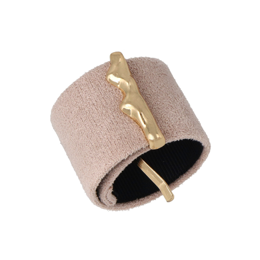 Faux Suede Snap Band Pony Hook