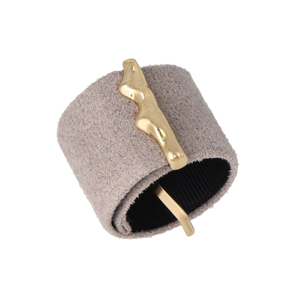 Faux Suede Snap Band Pony Hook