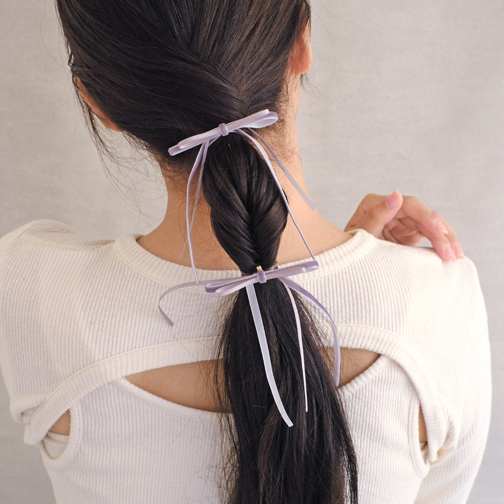 Skinny Long Velvet Bow Pony Hook Set