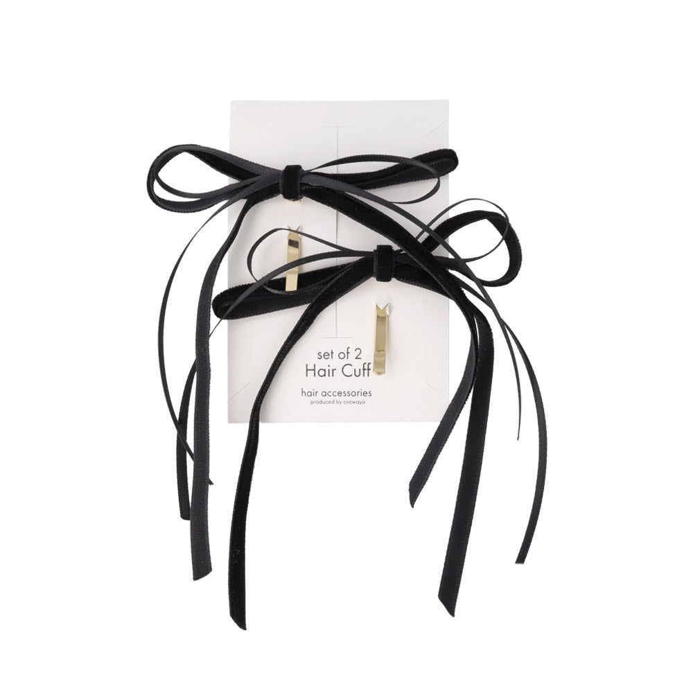 Skinny Long Velvet Bow Pony Hook Set