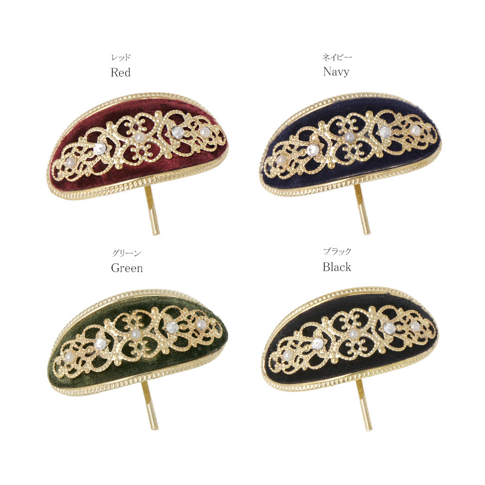 Oval Filigree Velvet Pomy Hook