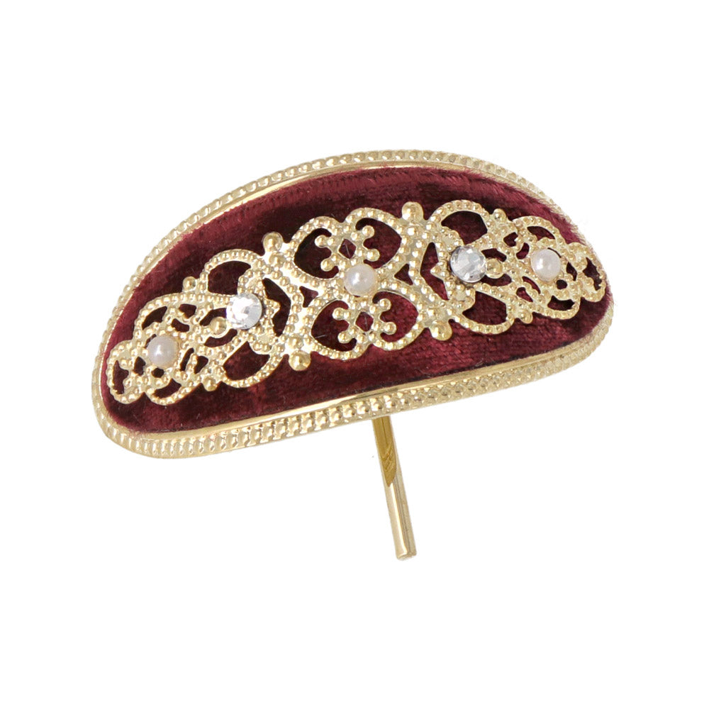 Oval Filigree Velvet Pomy Hook