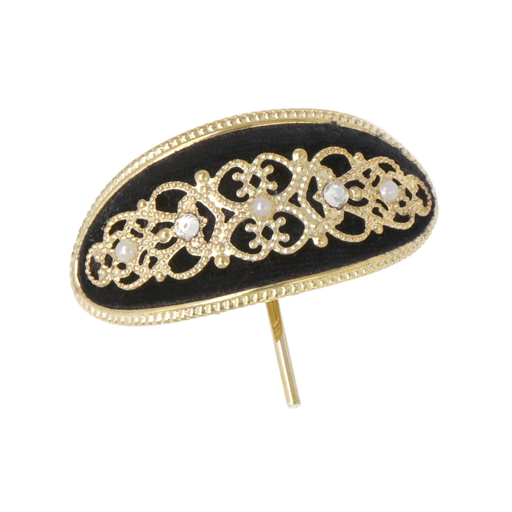 Oval Filigree Velvet Pomy Hook