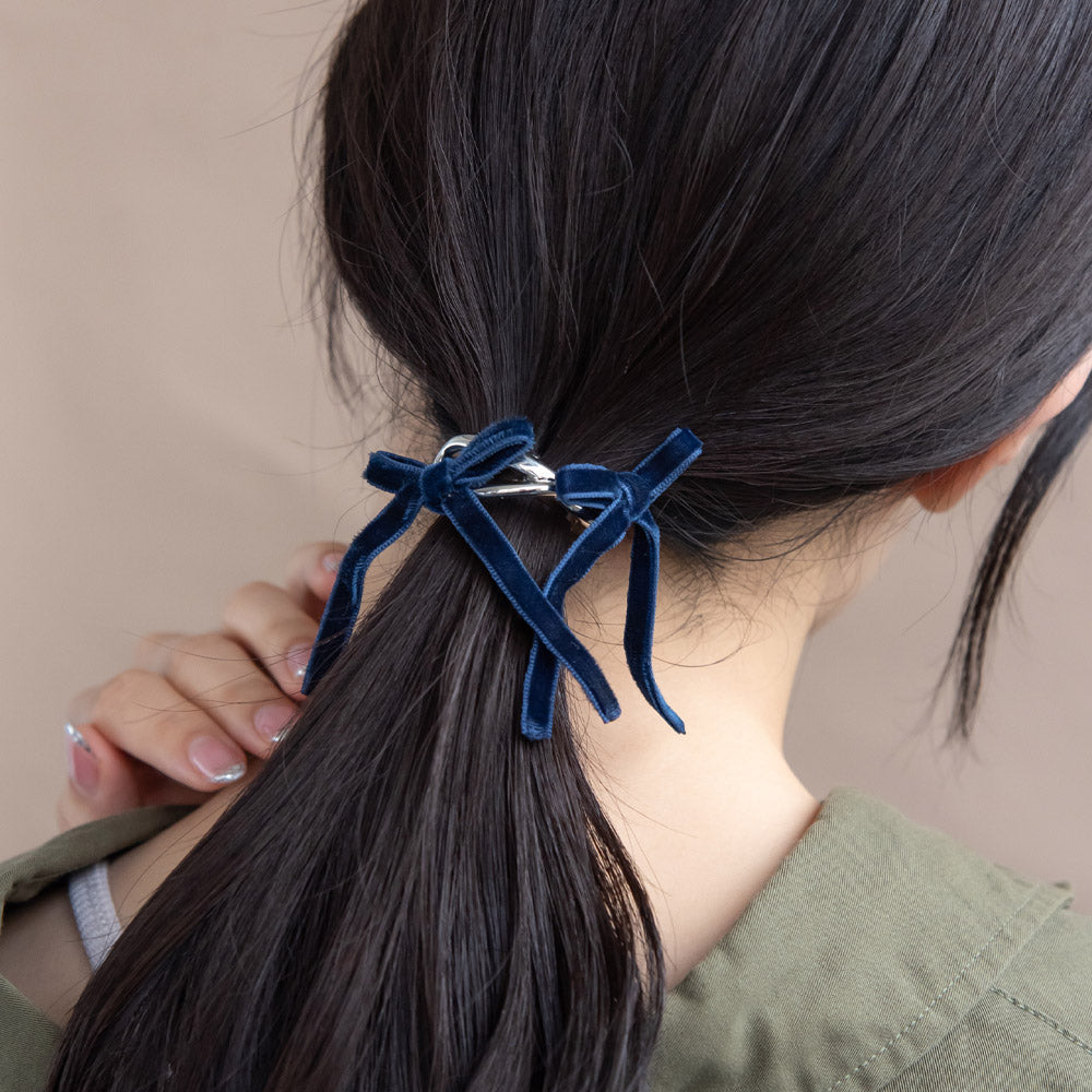 Double Velvet Bow Pony Hook