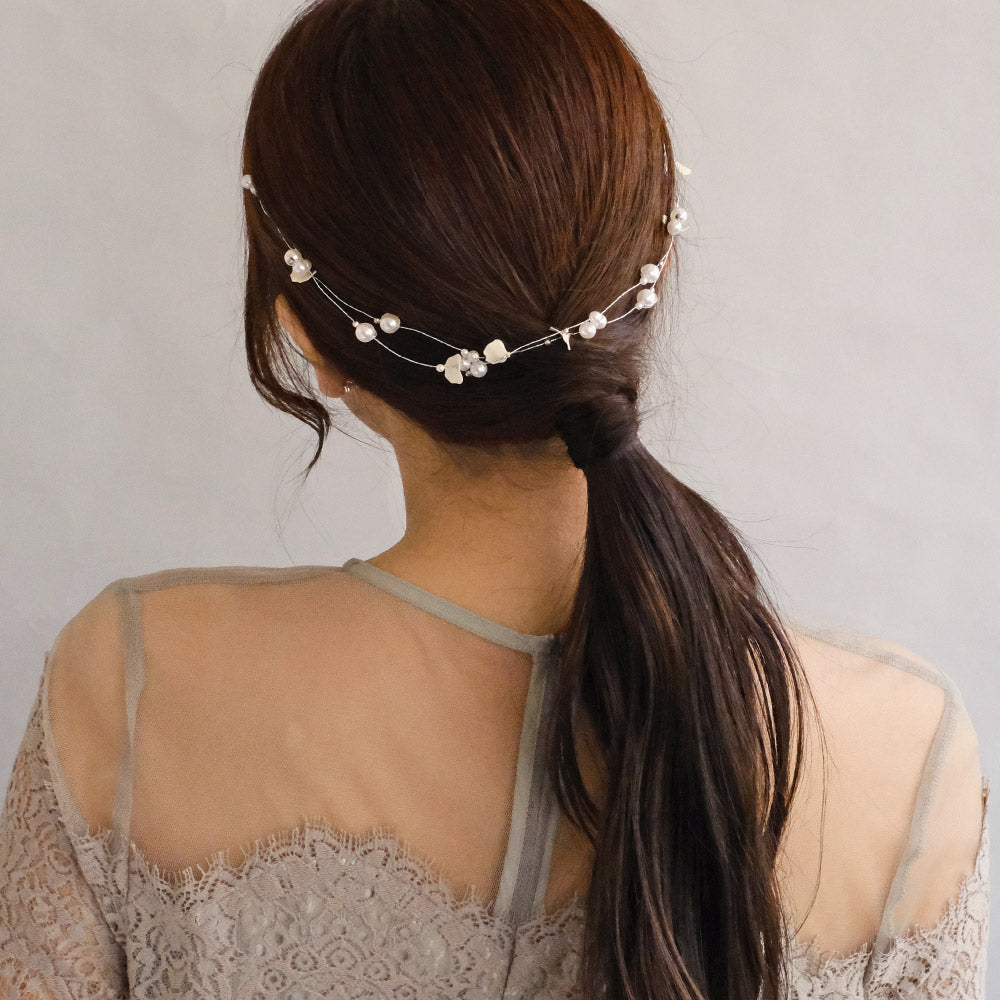 Petal and Pearl Cluster Hair Vine