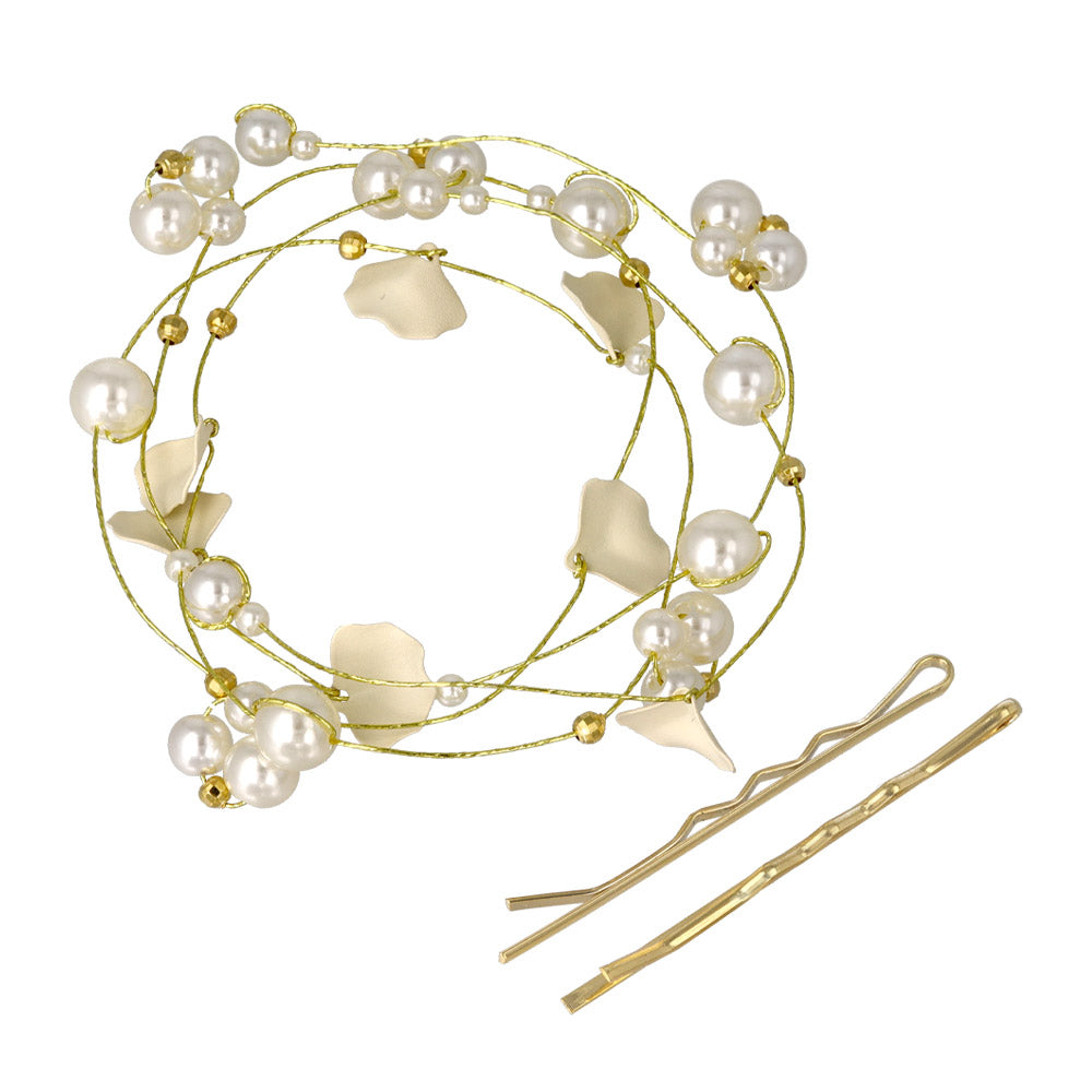 Petal and Pearl Cluster Hair Vine