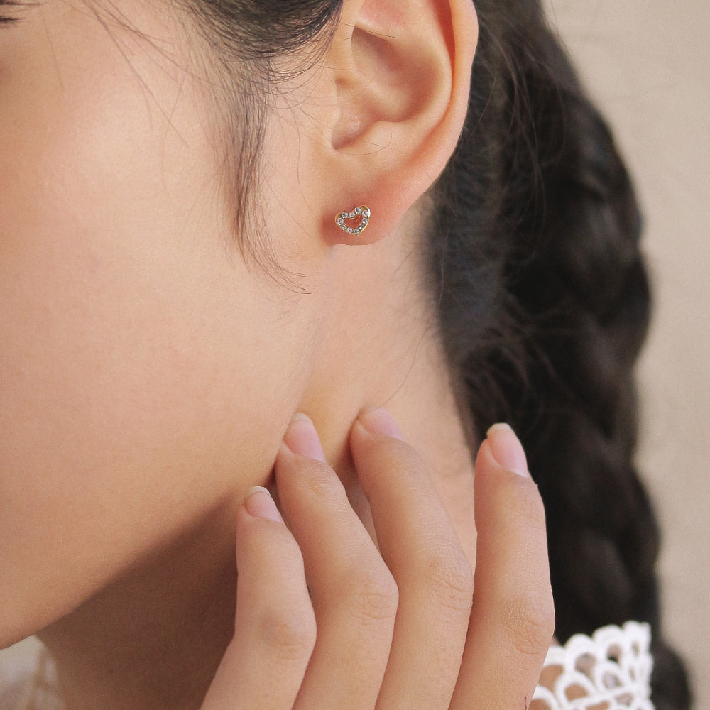 Heart and Stud Plastic Earring Set